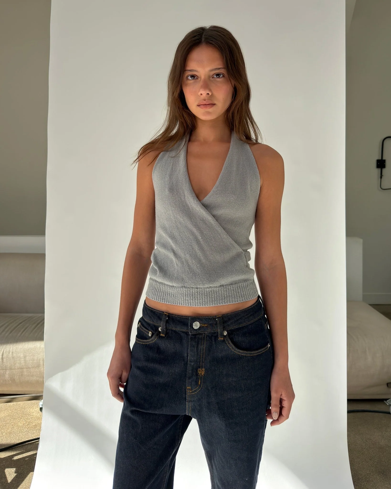Felt Something Top in Grey