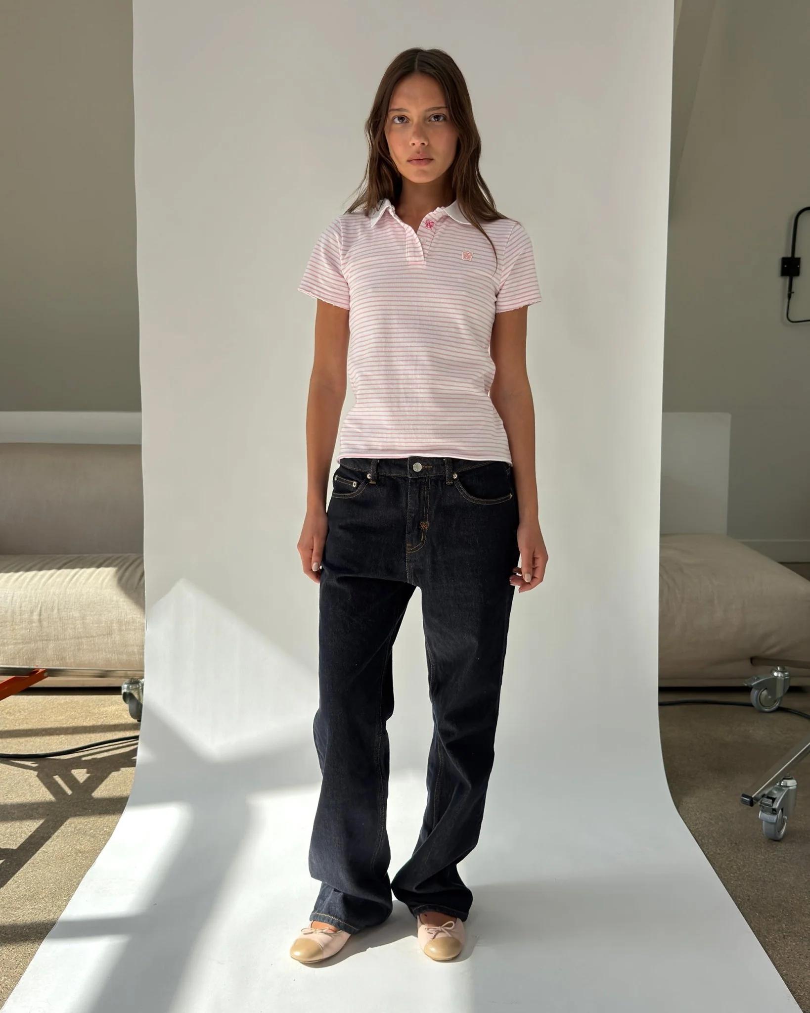 Kids Logo Fitted Polo Shirt in Pink and White Stripe - Image 2