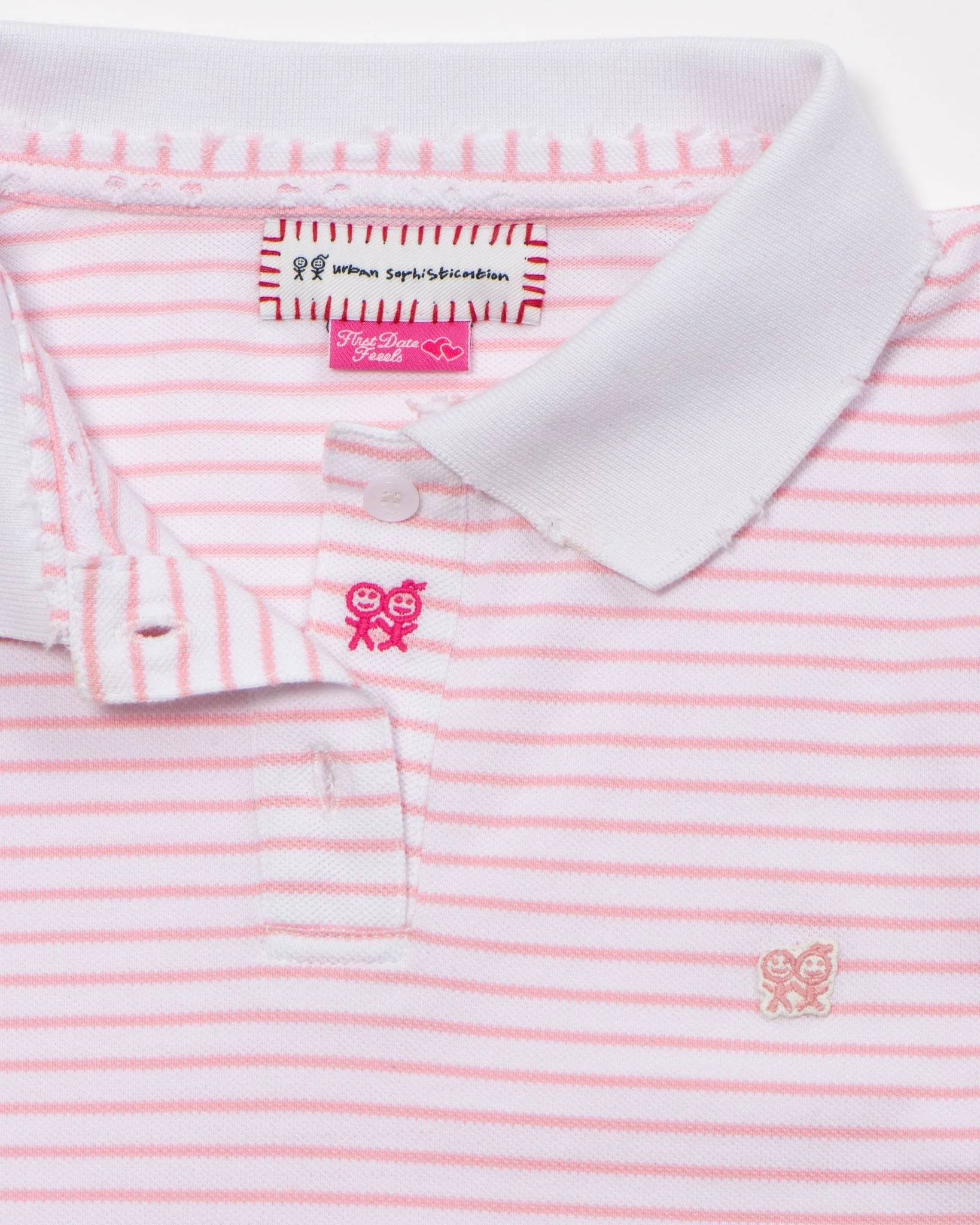 Kids Logo Fitted Polo Shirt in Pink and White Stripe - Image 4