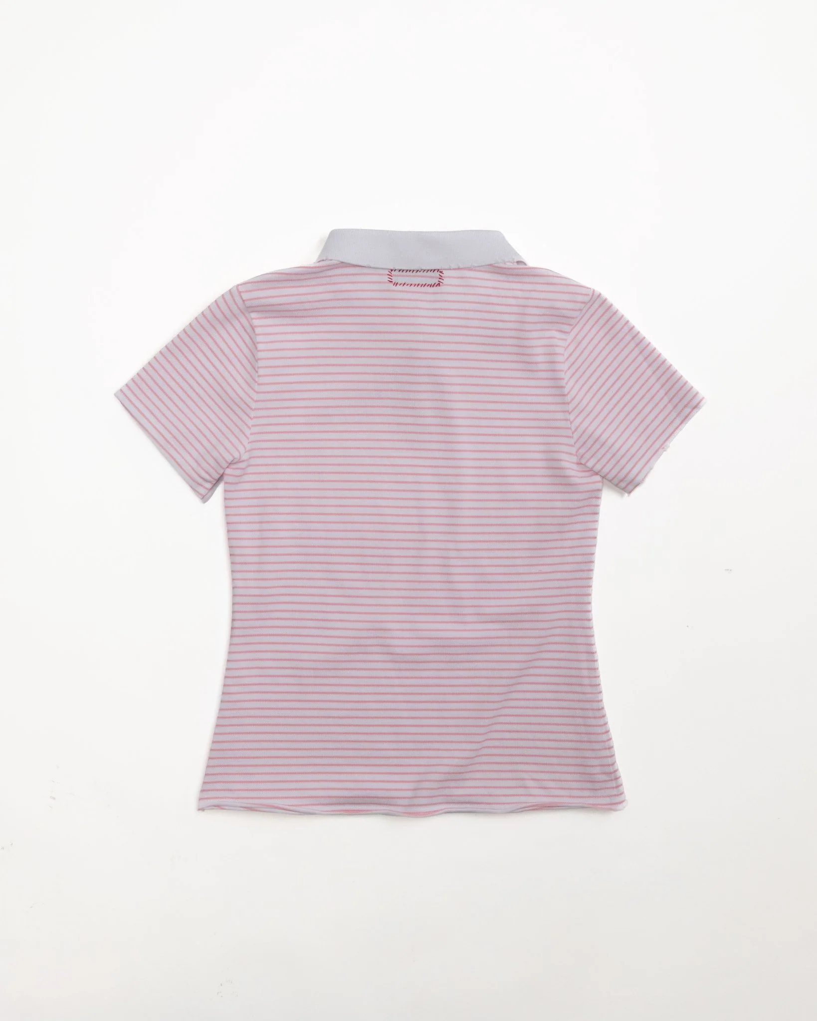 Kids Logo Fitted Polo Shirt in Pink and White Stripe - Image 5
