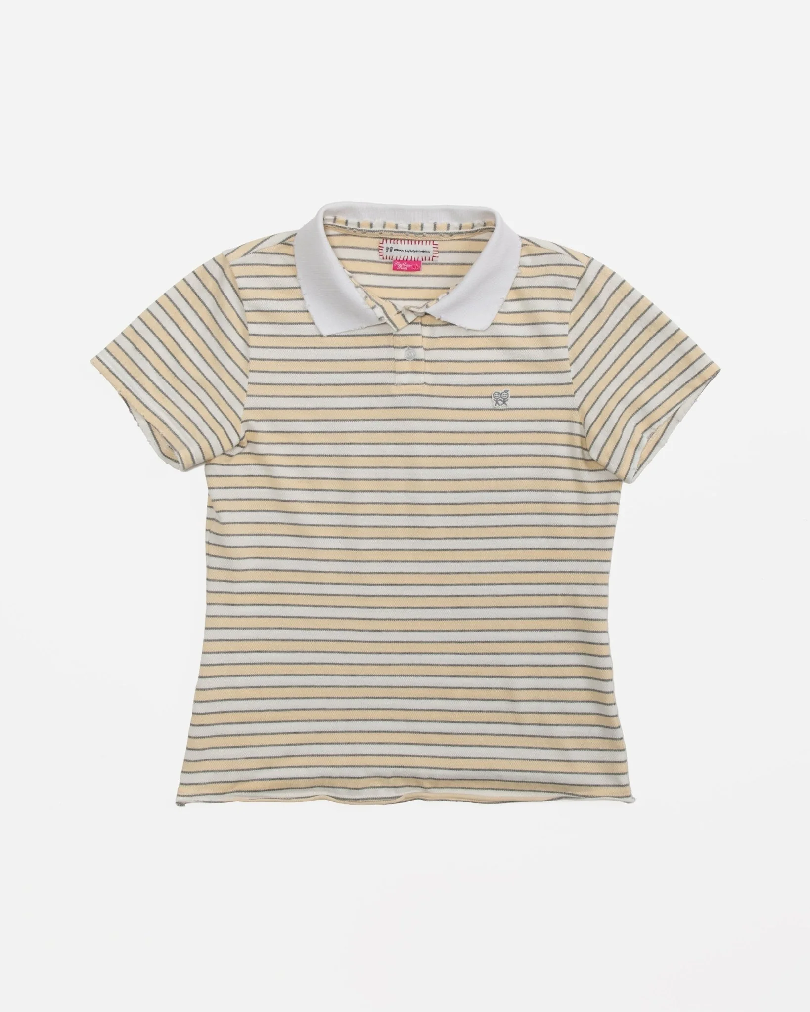 Kids Logo Fitted Polo Shirt in Yellow and Grey Stripes - Image 4
