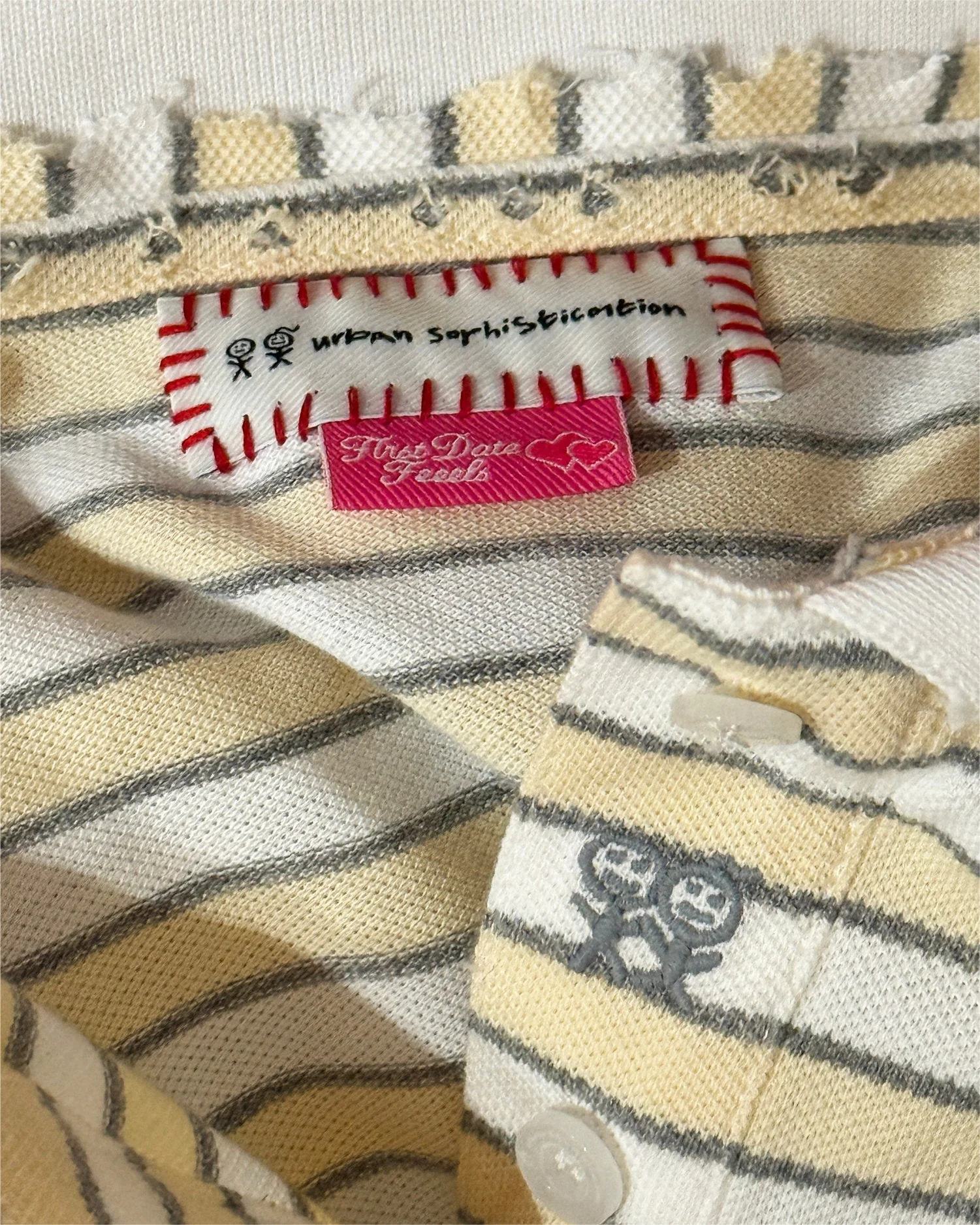 Kids Logo Fitted Polo Shirt in Yellow and Grey Stripes - Image 5