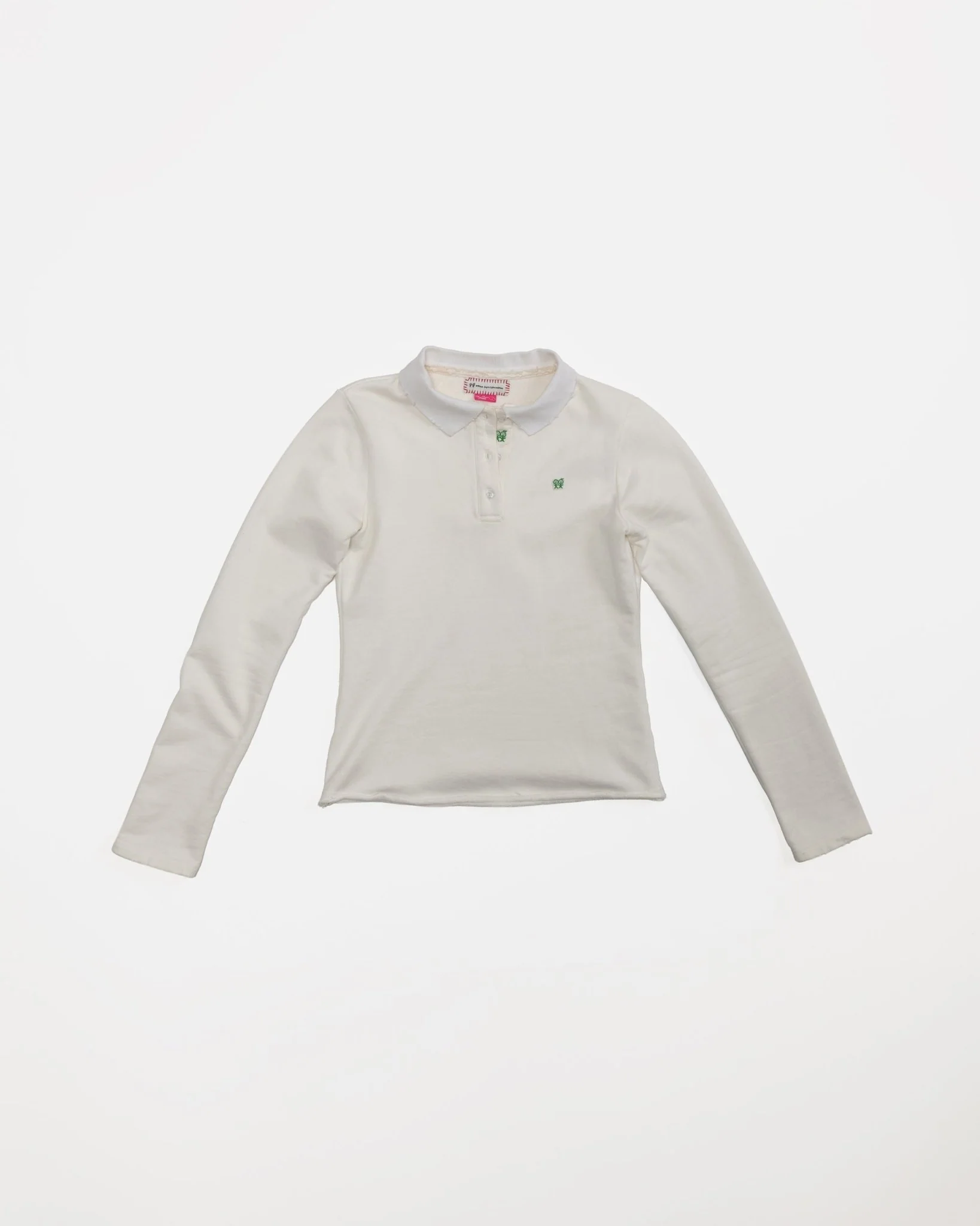 Kids Logo Long Sleeve Terry Polo in White - Image 3