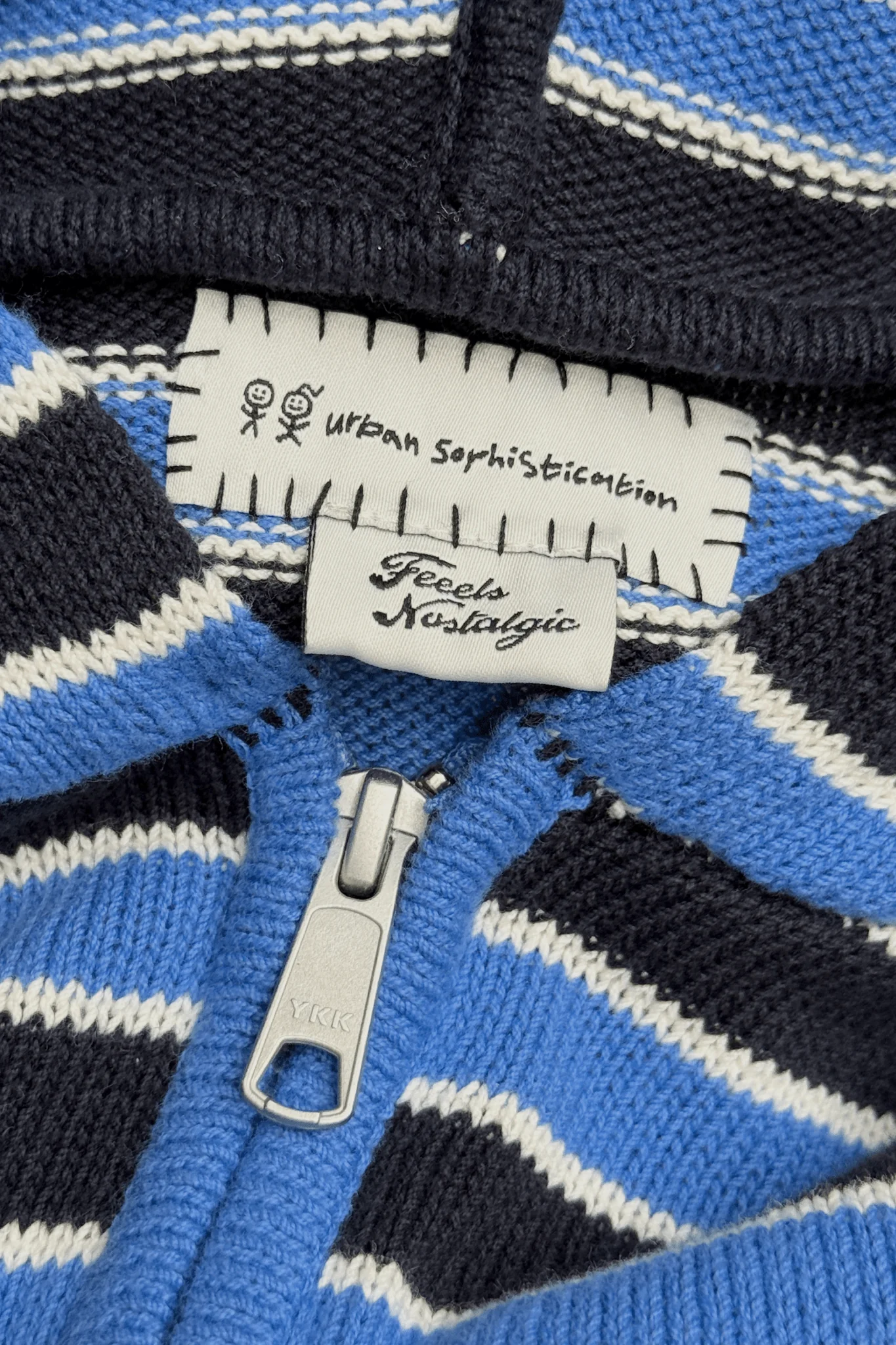 Nostalgic Stripe Knit Zip Hoodie - Image 3