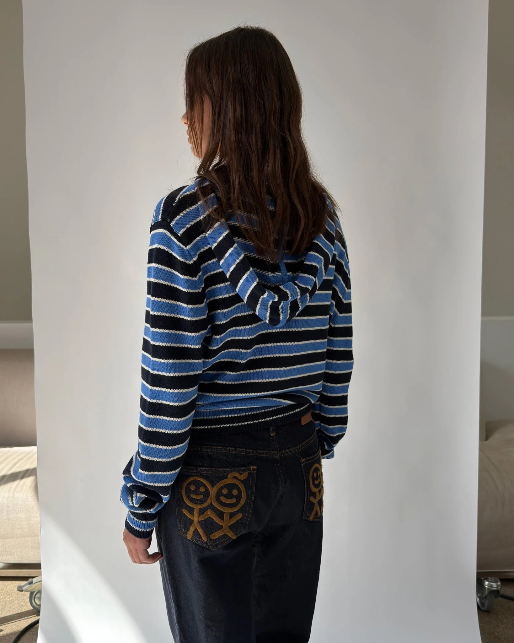 HD01 Stripped Zipped Knit Hoodie - Image 4