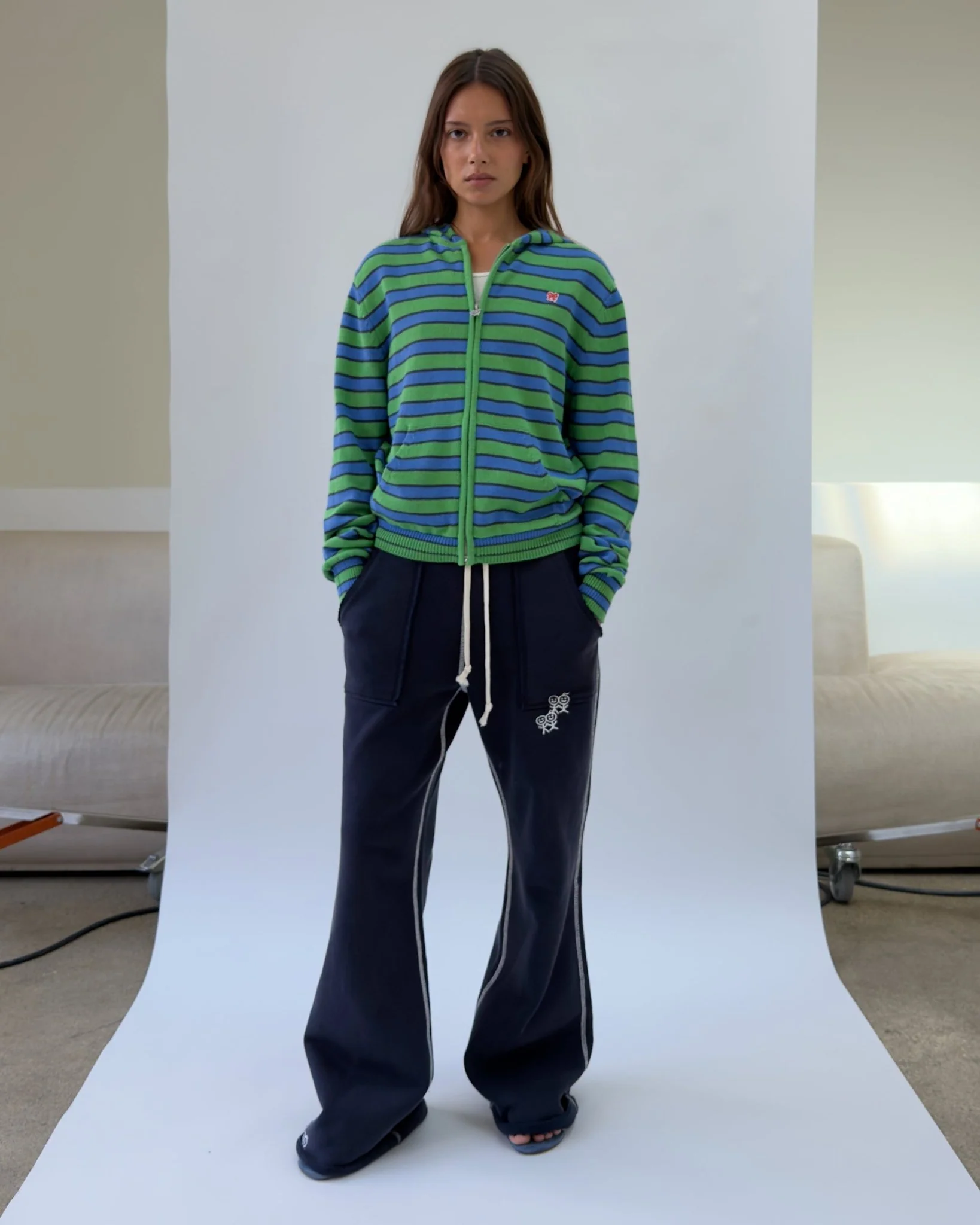 HD01 Stripped Zipped Knit Hoodie - Image 3