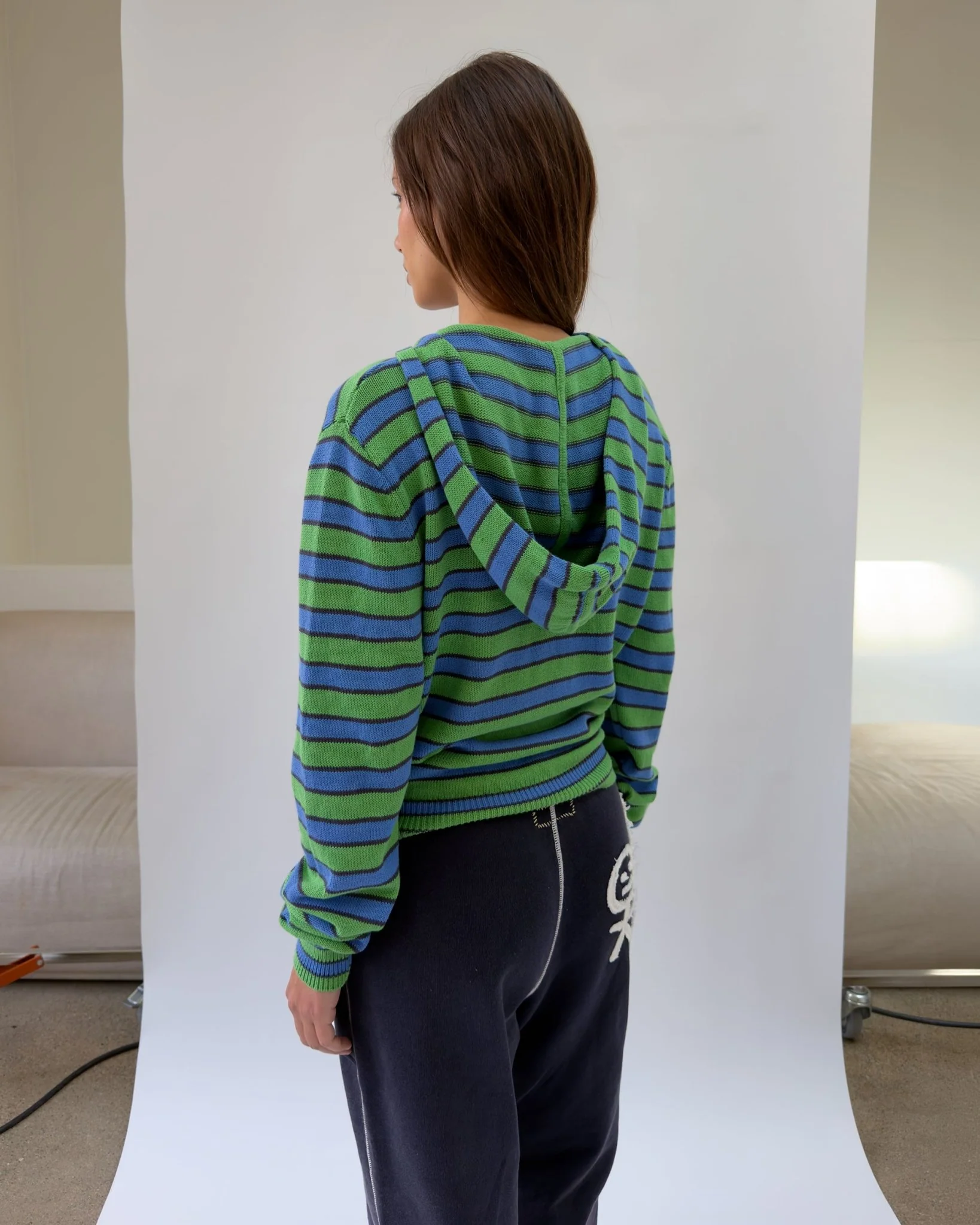 HD01 Stripped Zipped Knit Hoodie - Image 4