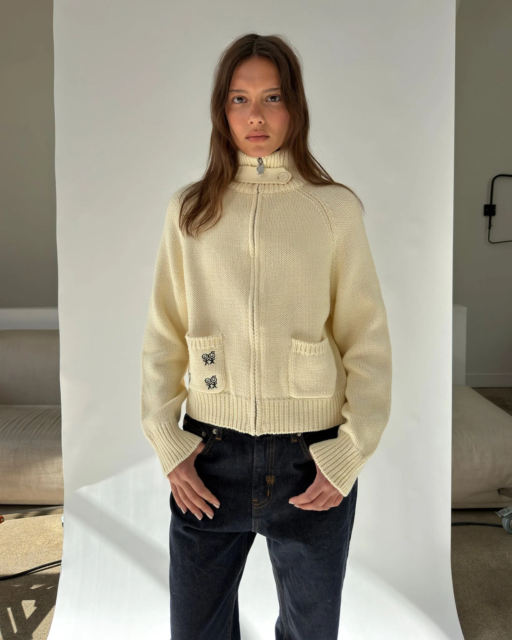 Collar Cardigan  in Butter Cream