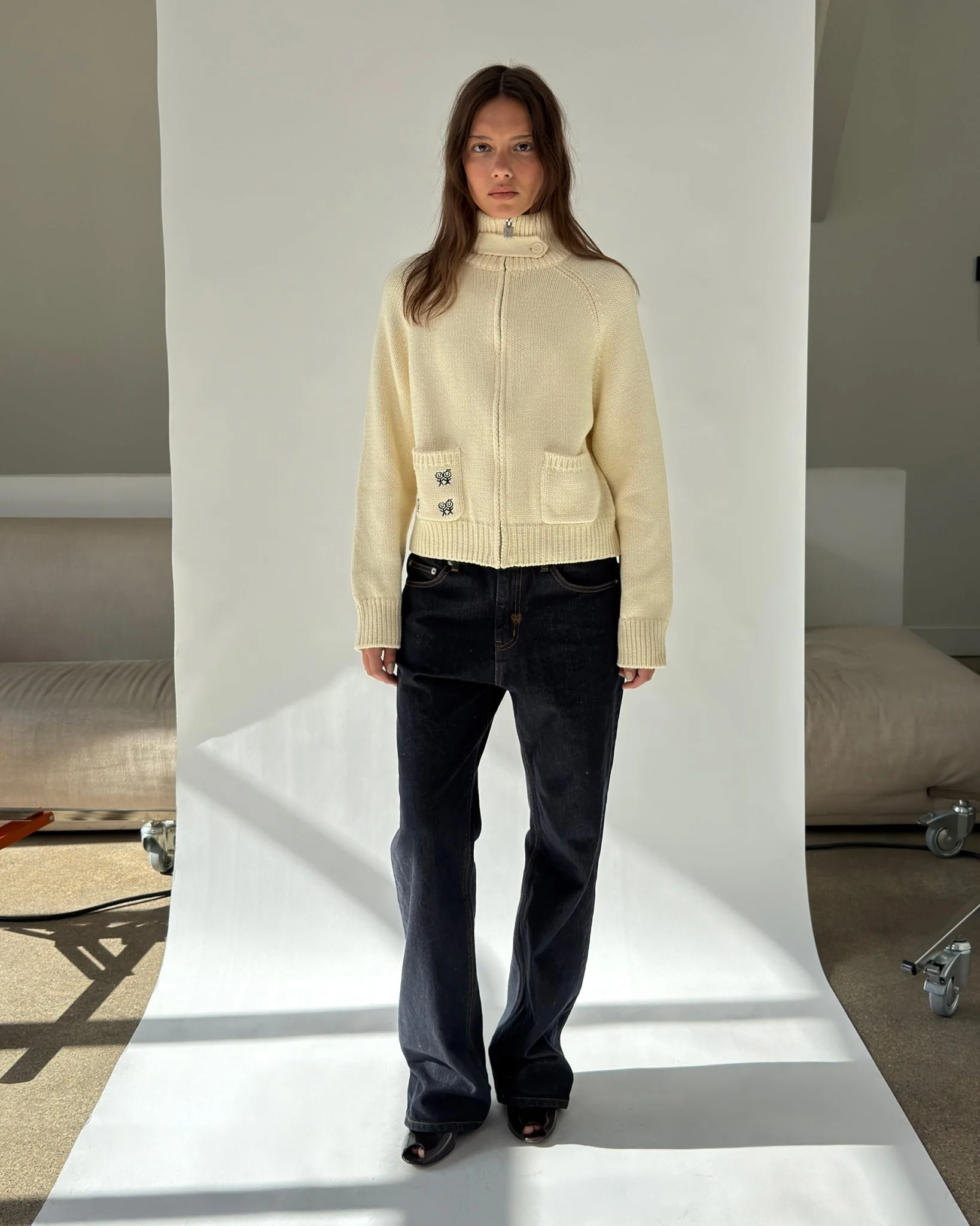 Collar Cardigan  in Butter Cream - Image 3