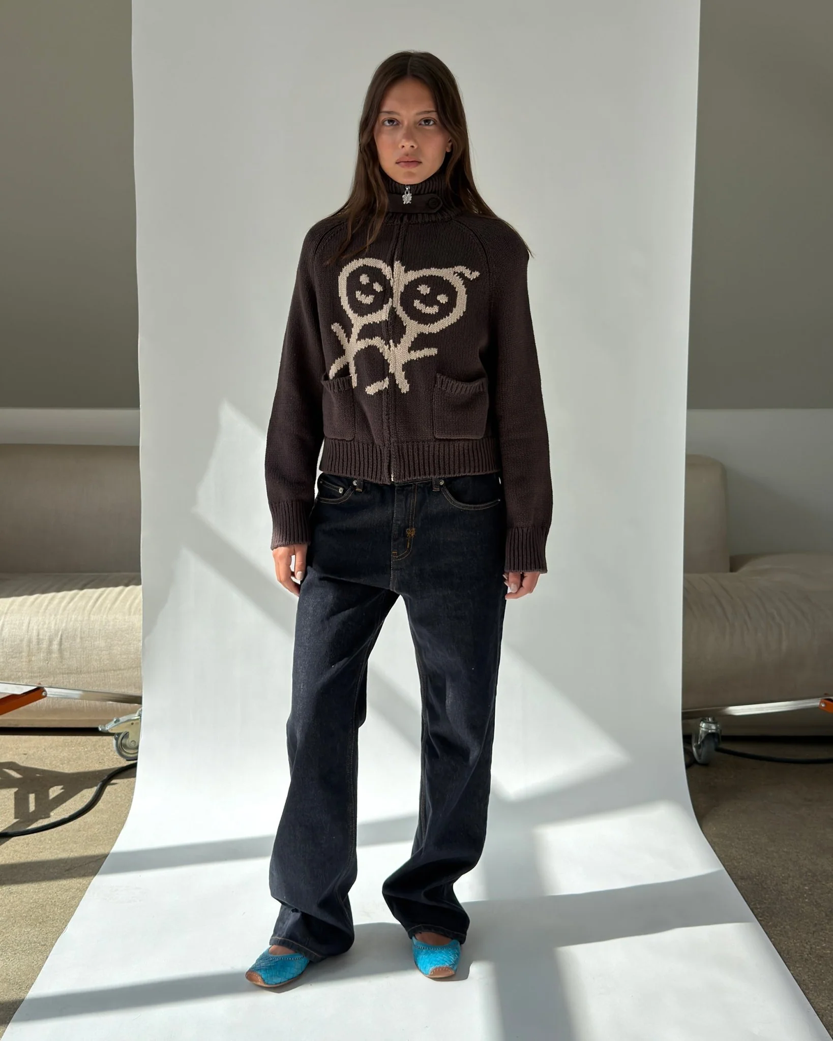 Collar Cardigan in Teddy - Image 2
